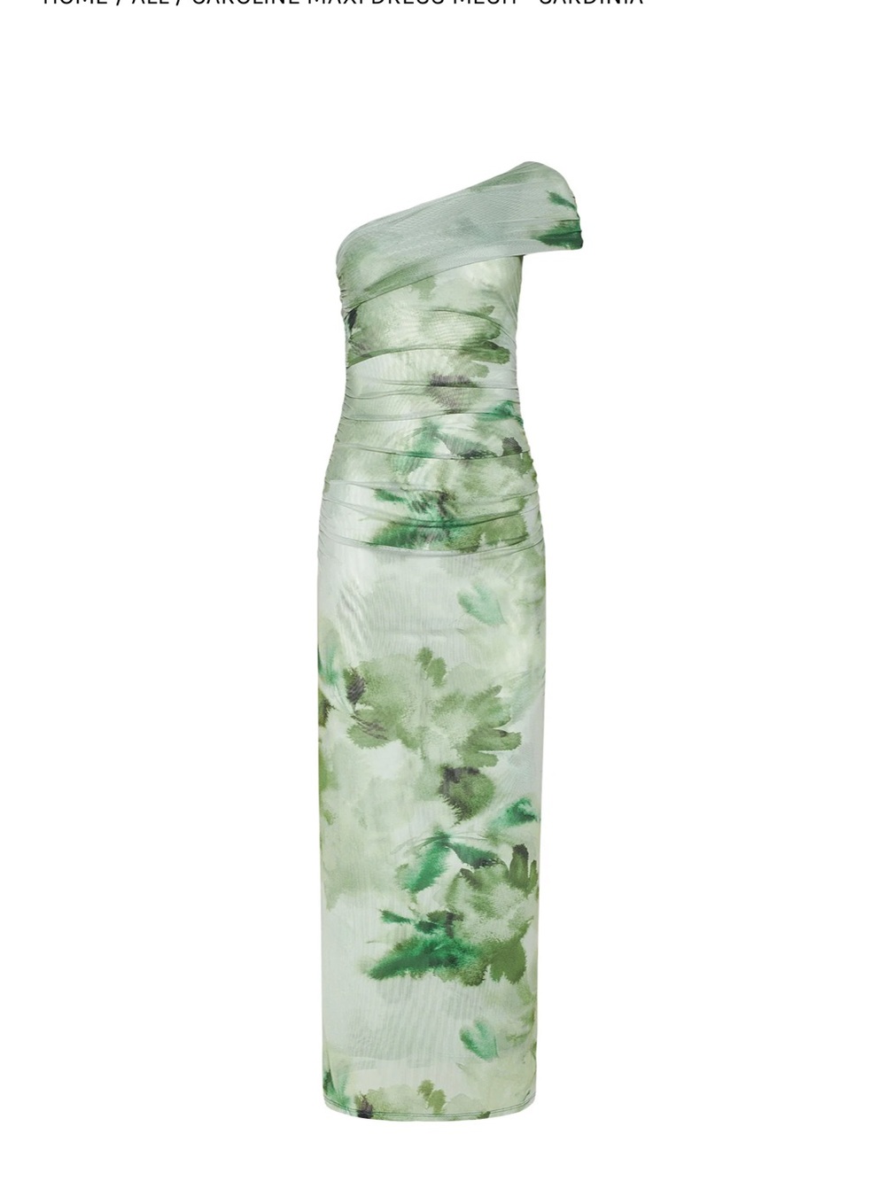Skatie One-Shoulder Green Watercolor Maxi Dress